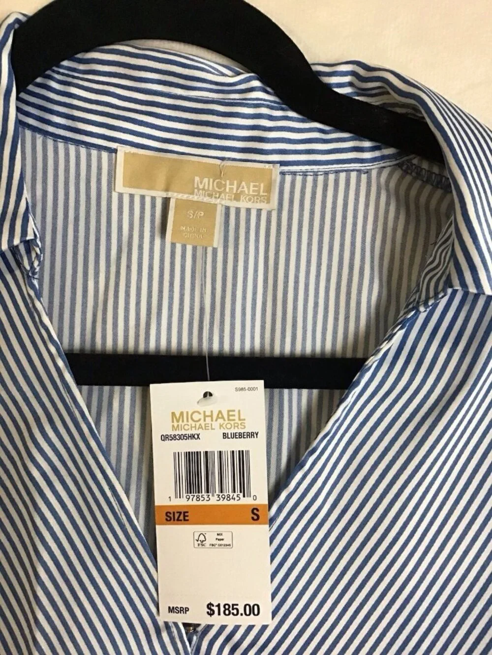 Michael Kors Women's Striped Tie-Front Shirtdress, Blueberry, Size S